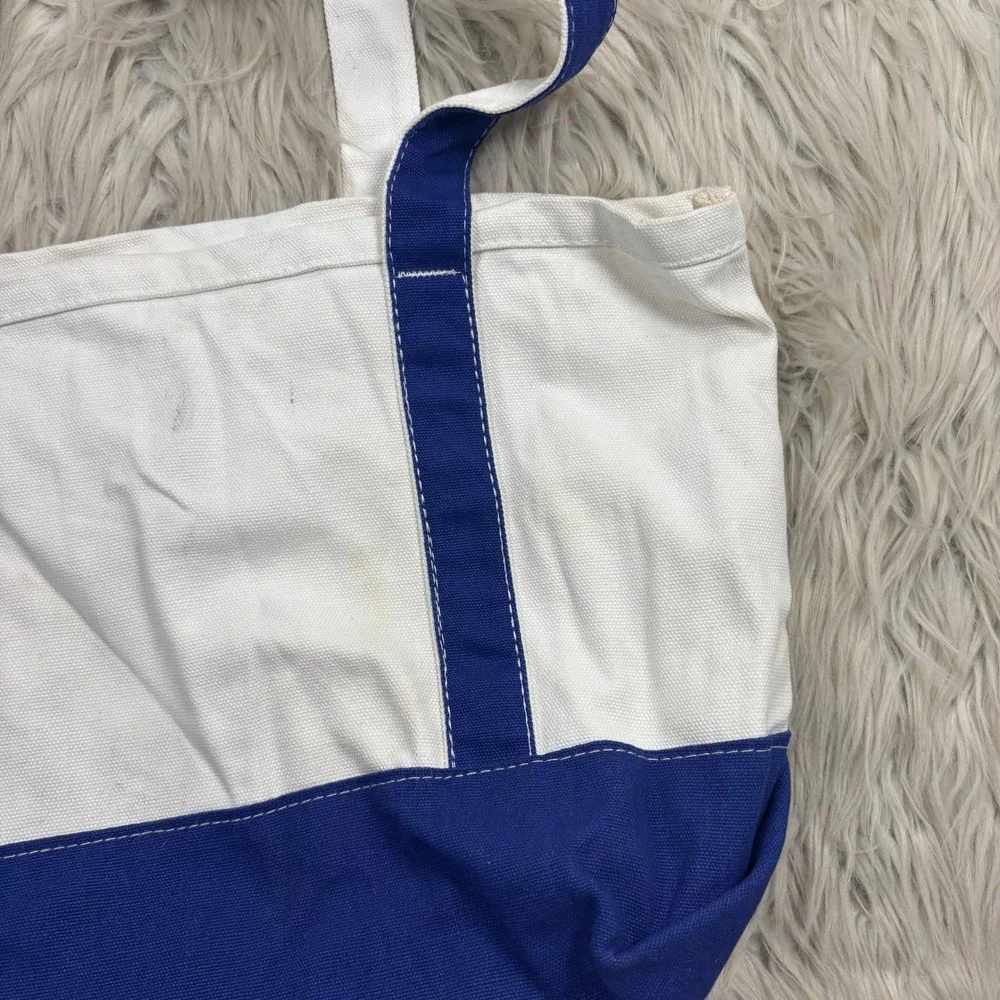 Unbranded Lobster Embroidered Canvas Tote Bag Blue White Coastal Preppy Nautical